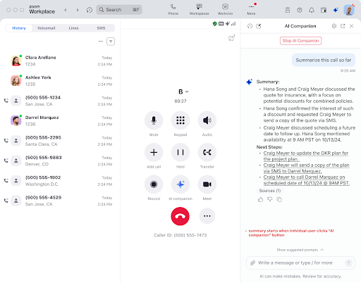 Real-time call questions