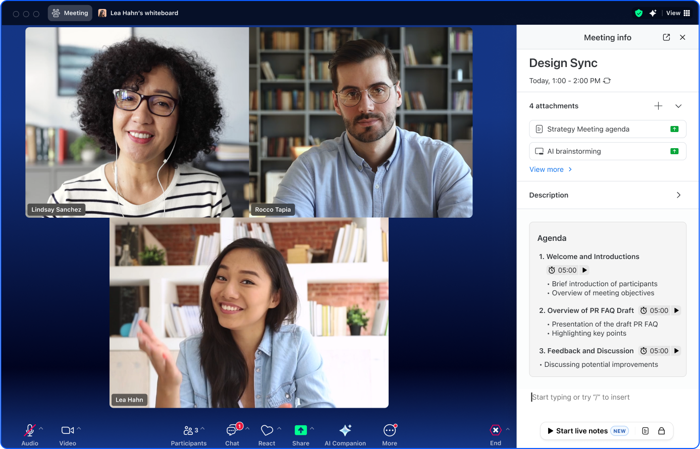 Meeting agenda with AI Companion
