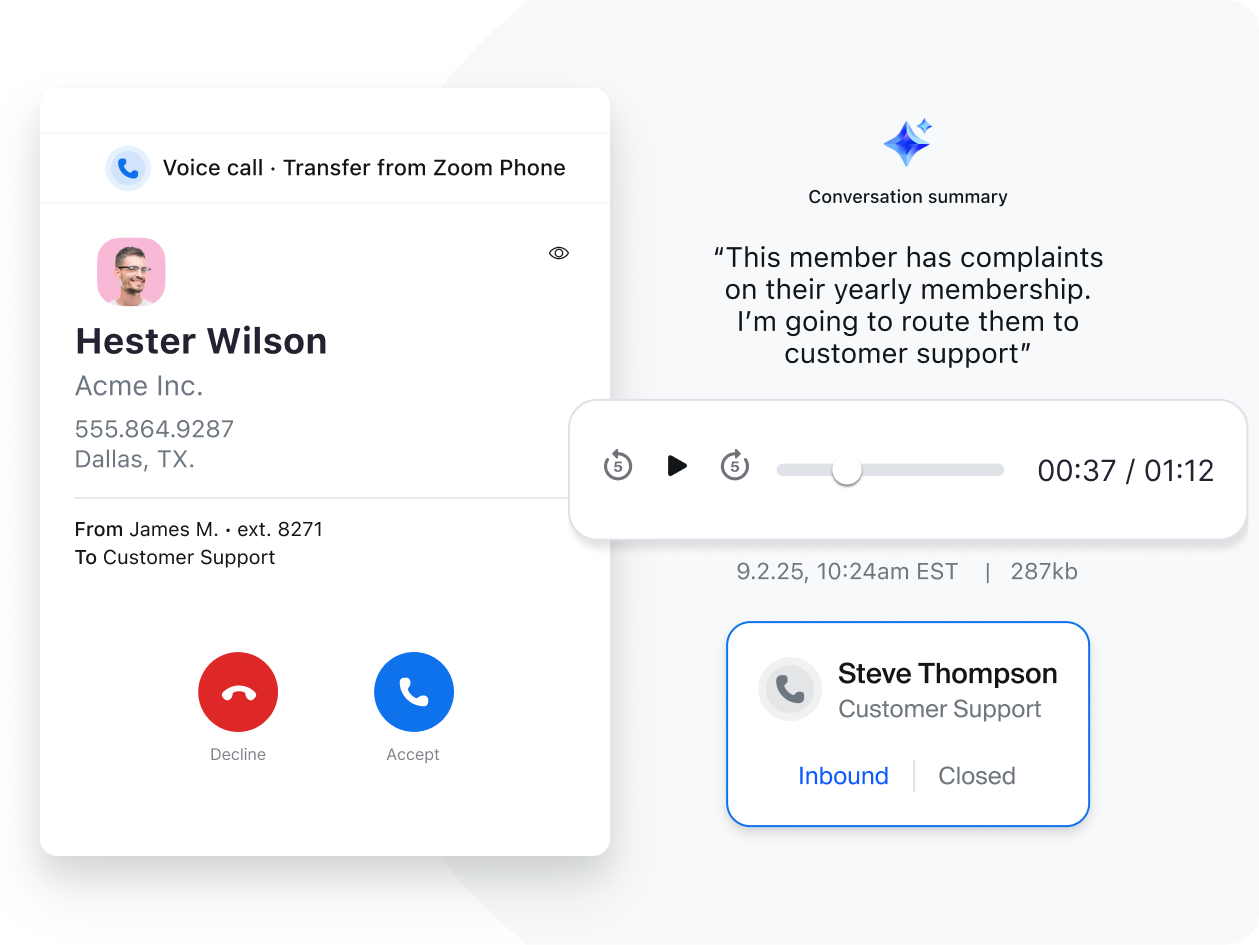 Naadloze overdracht naar Zoom Contact Center