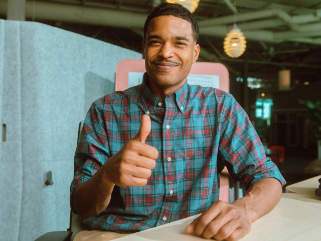 Man giving a thumbs up