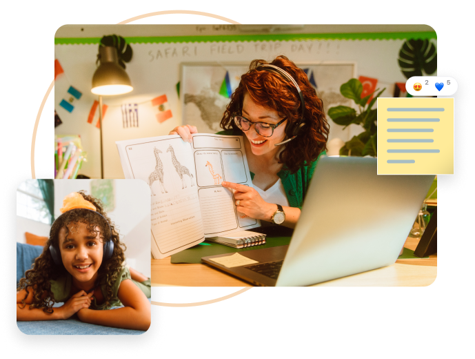 Zoom üzerinden ders veren kadın