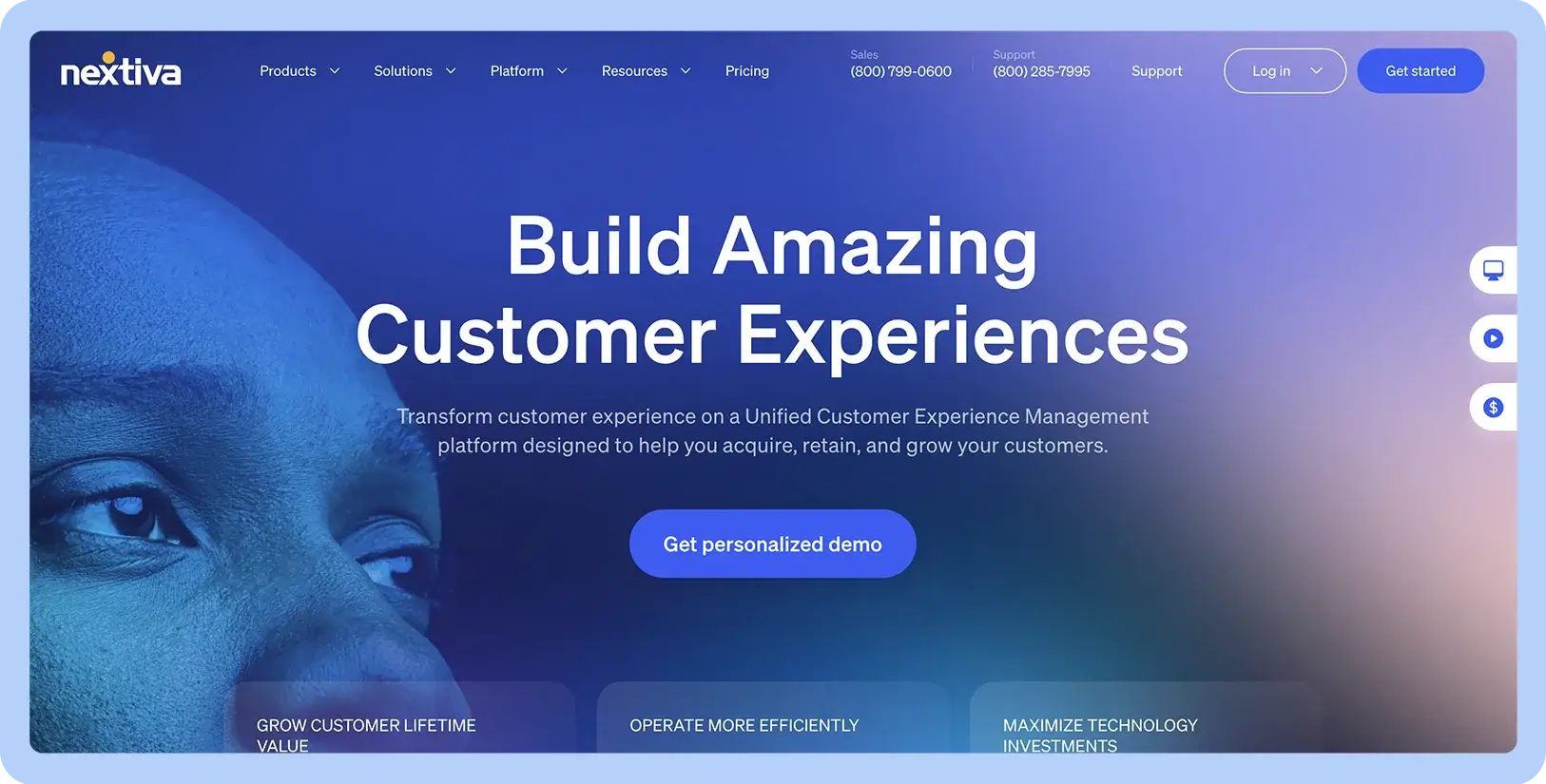 Screenshot of Nextiva's website