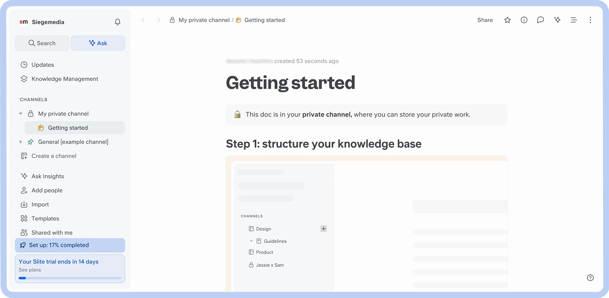 A screenshot of Slite.