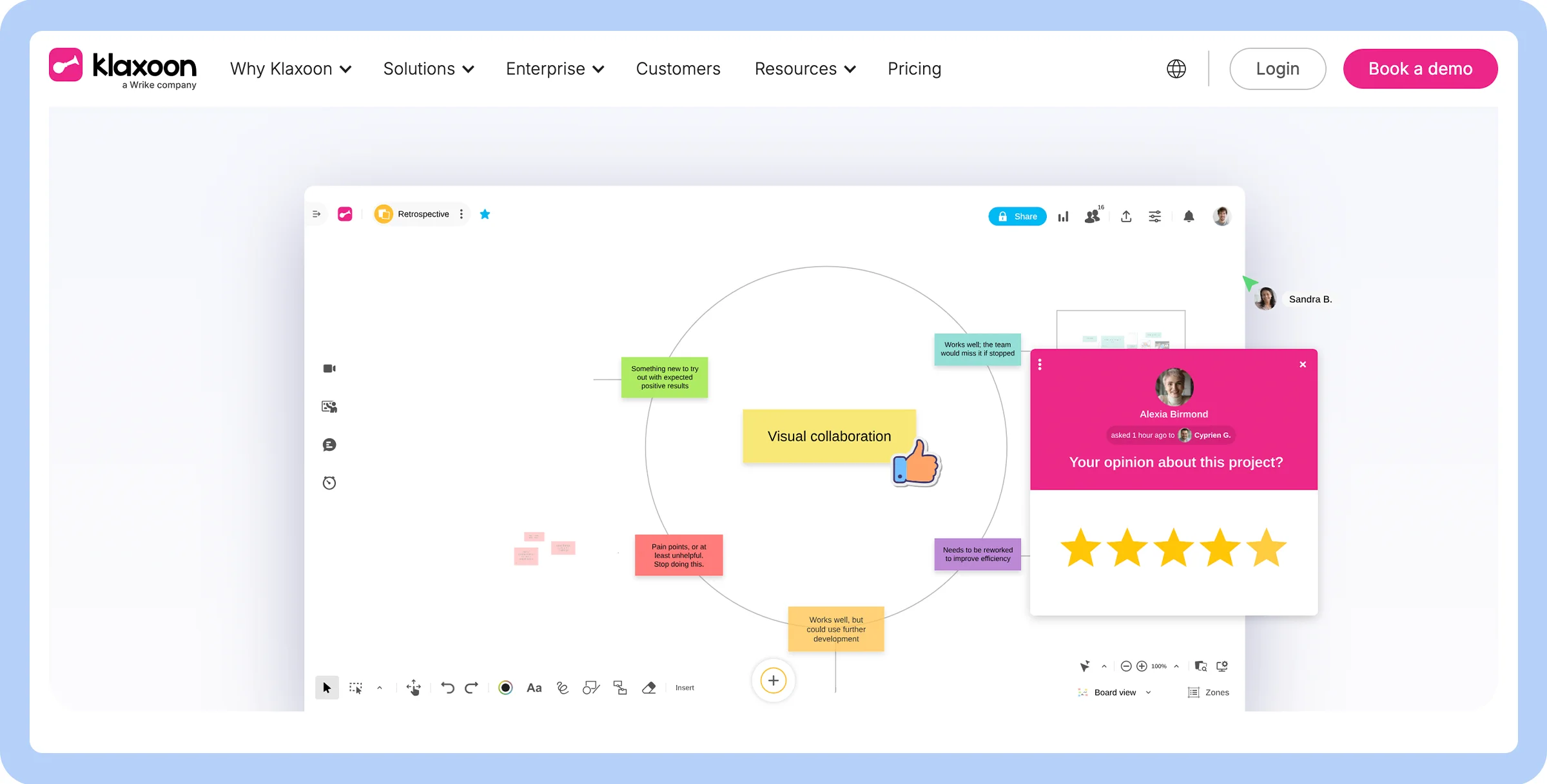 Screenshot of Klaxoon website showing the interface.