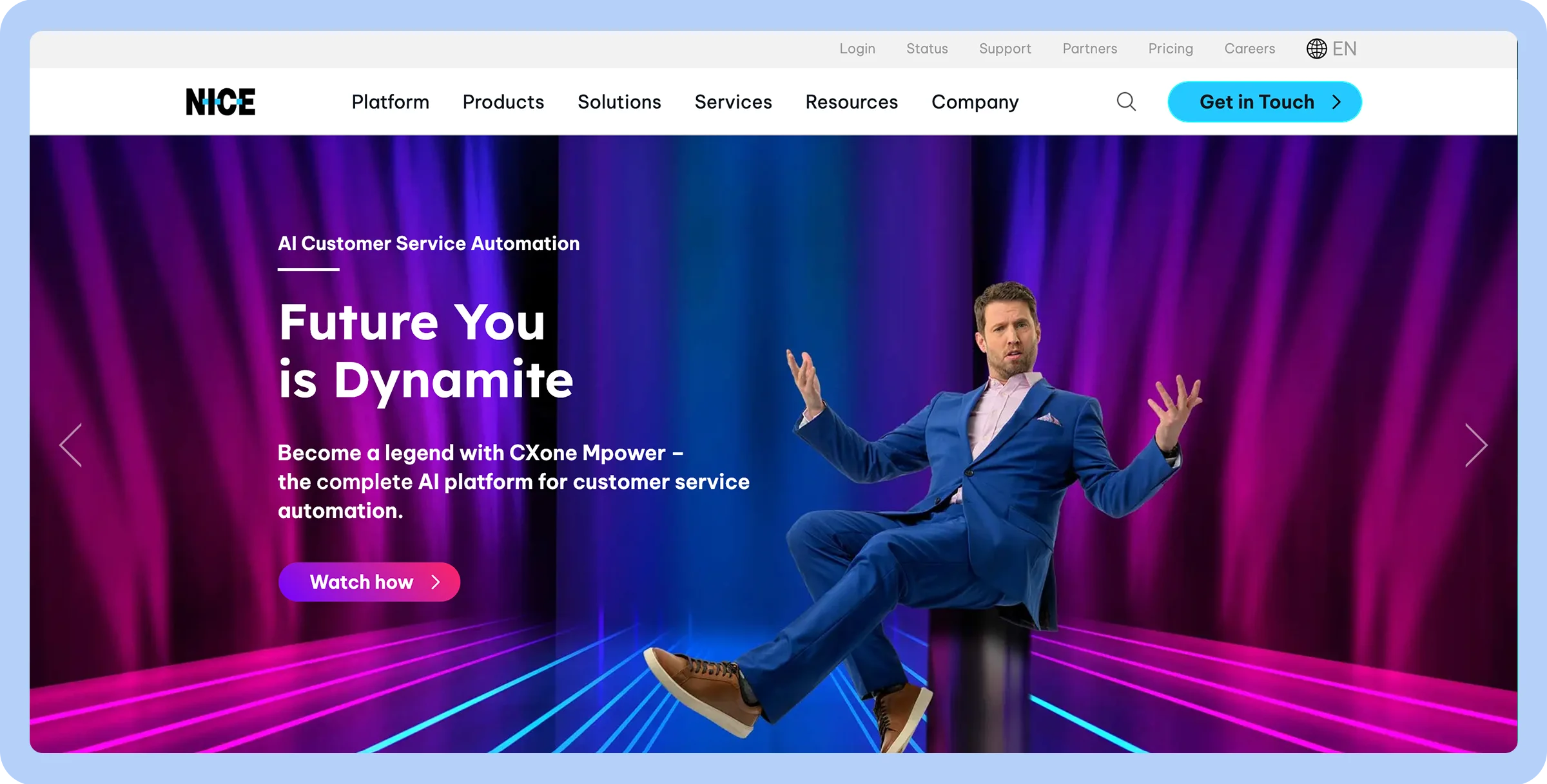 Stylized screenshot of NICE’s homepage.