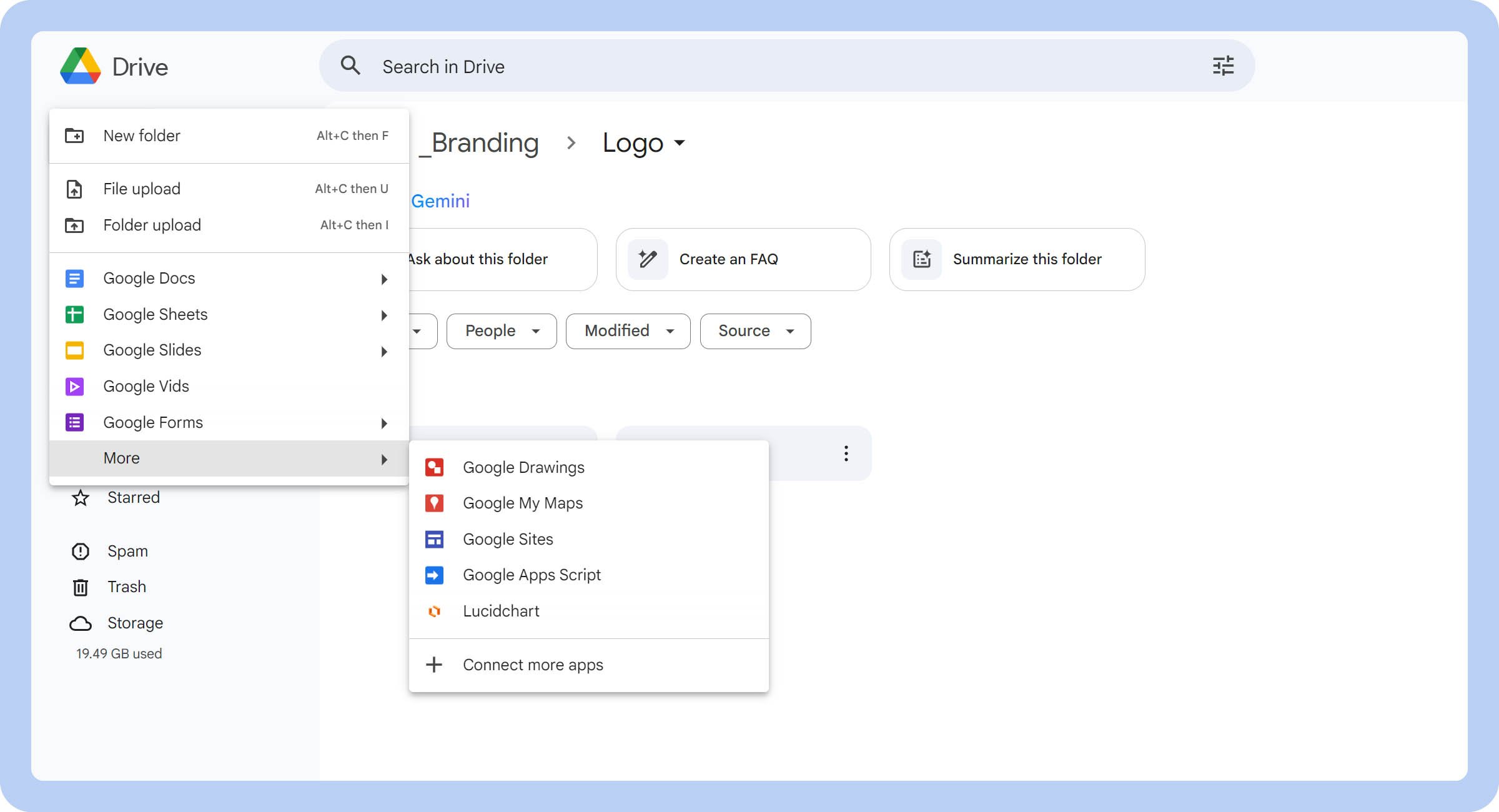 Screenshot  of an organized Google Drive for small business.