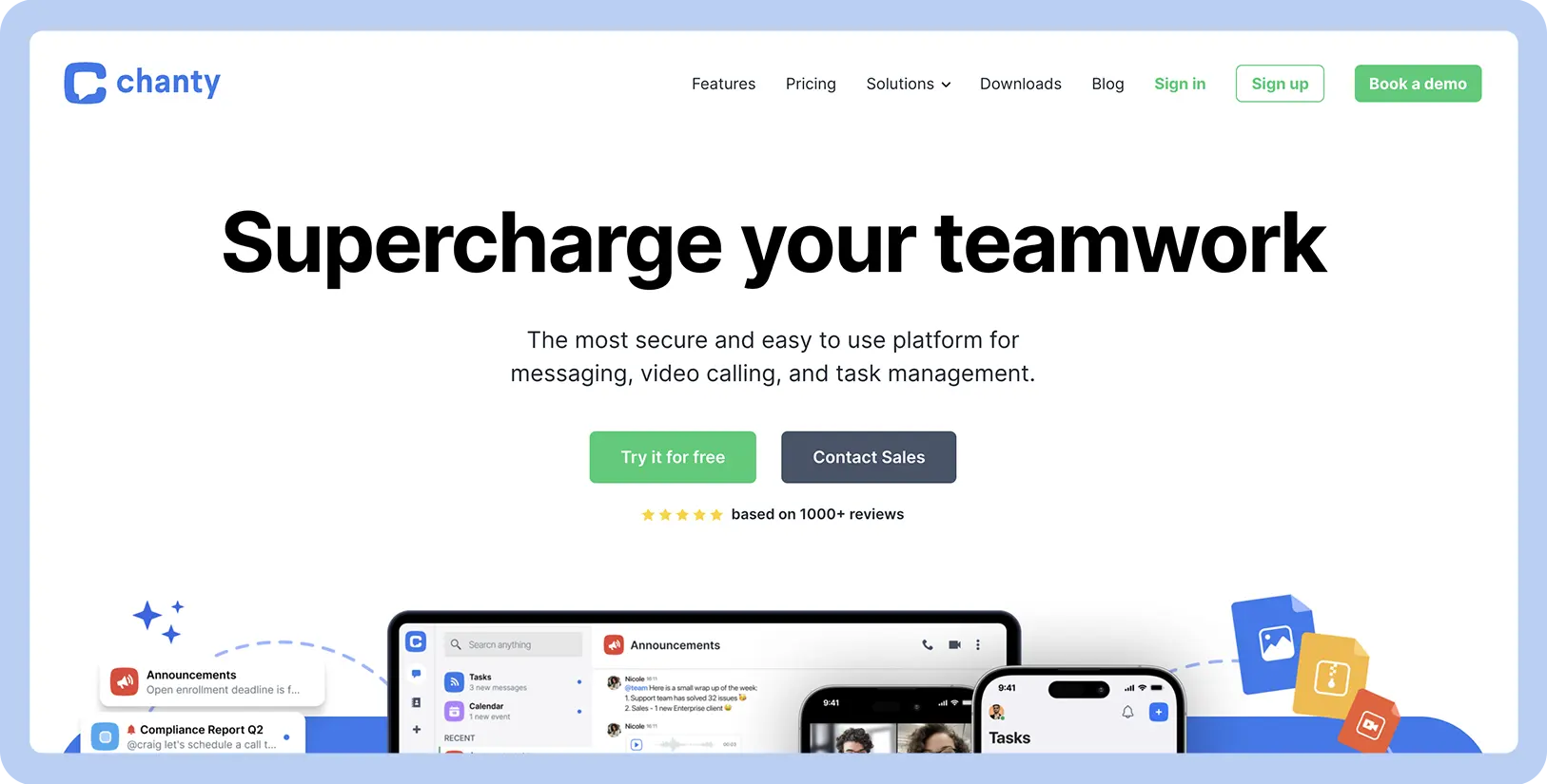 Screenshot of Chanty website