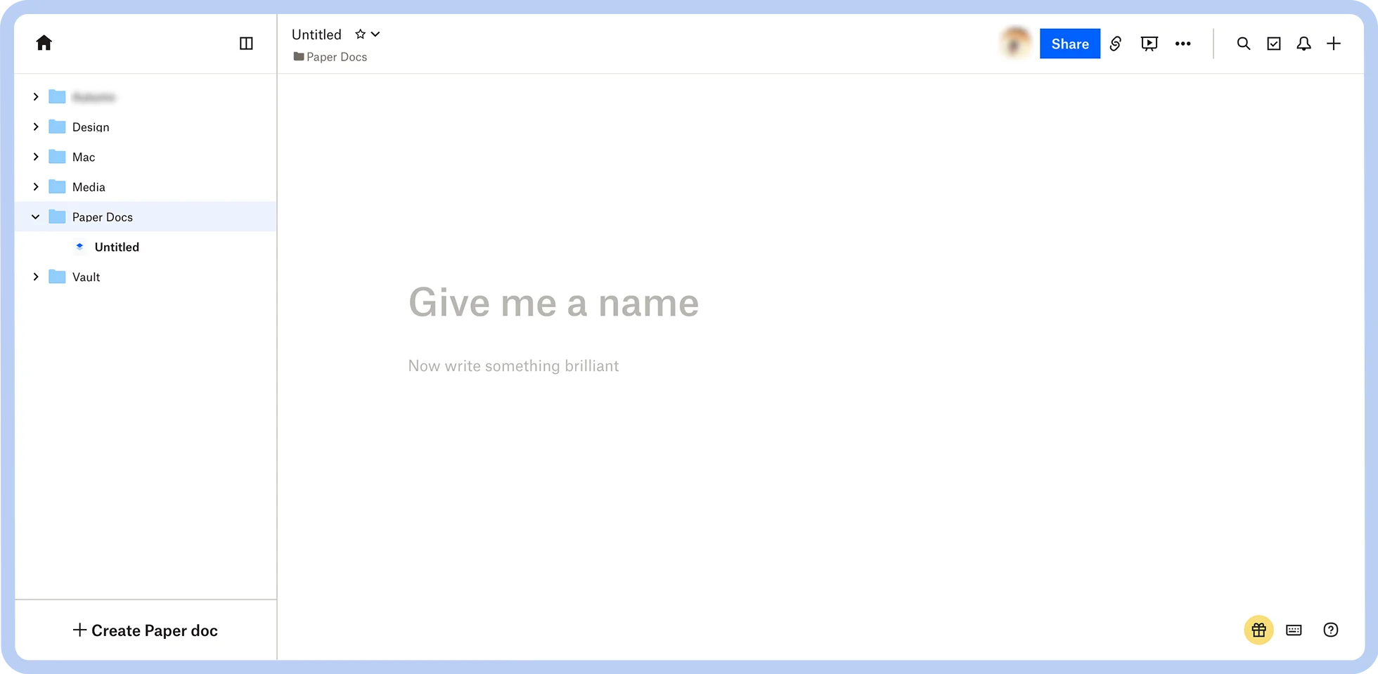 A screenshot of Dropbox Paper.