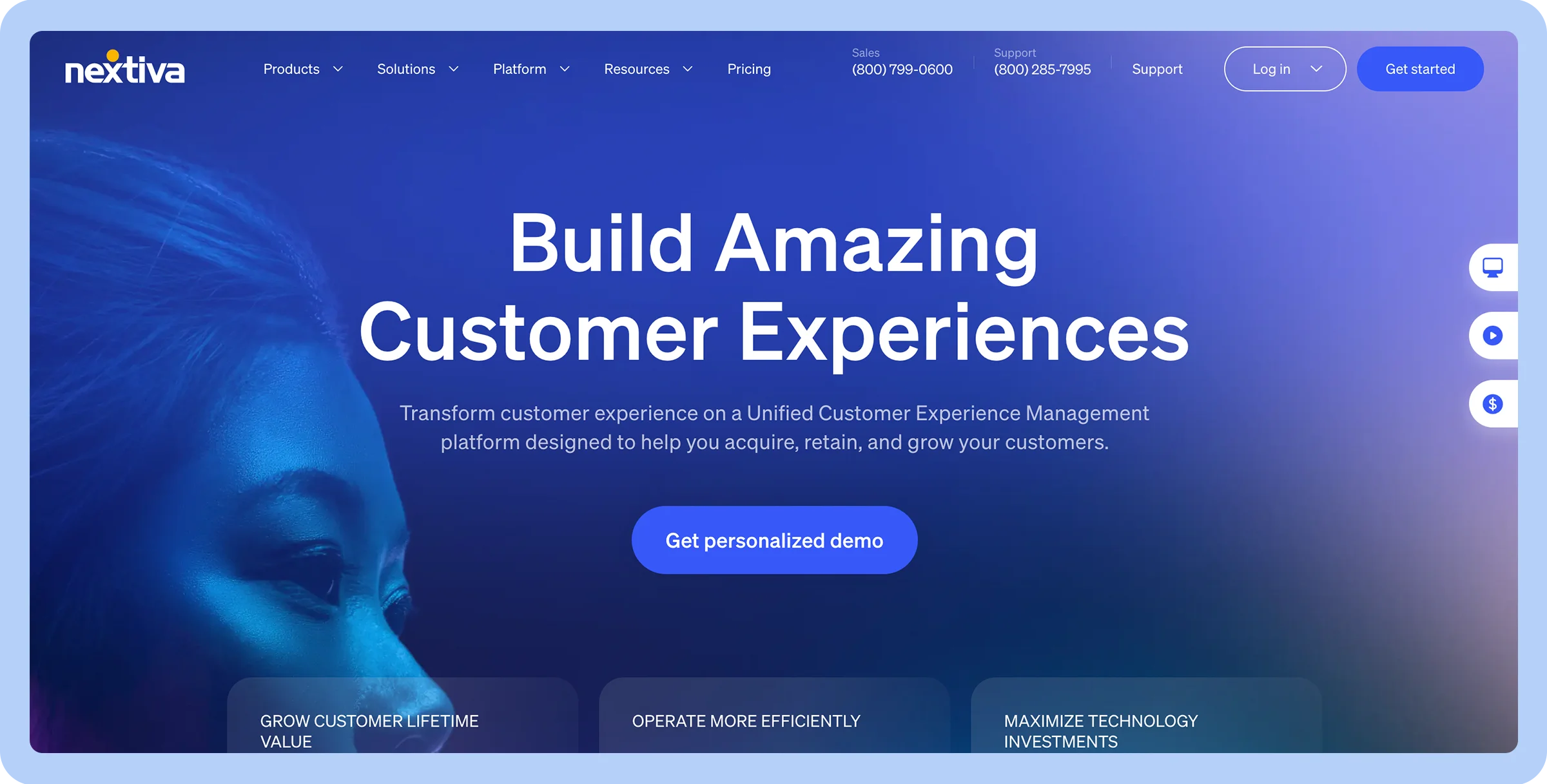 Stylized screenshot of Nextiva’s homepage.