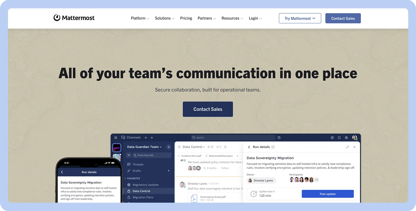 Screenshot of Mattermost website
